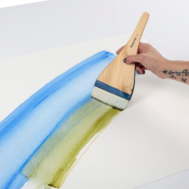 Creative Mark Mandalay Professional Goat Hair Hake Brush - Set of 5 Wide Paint Brushes with Paddle Handle for Professional Artists - Soft Natural Bristles Ideal for Sumi-e and Color Washes - Image 5